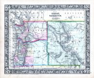 Oregon, Washington and Idaho, World Atlas 1864 Mitchells New General Atlas